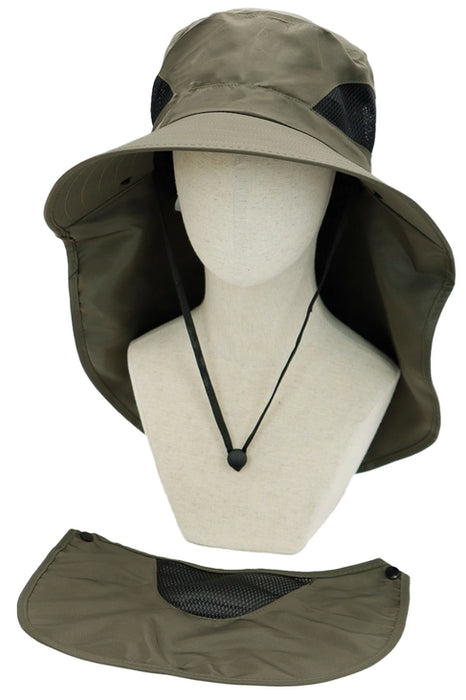 Dark Neutral Wide Brim Poly Fabric Mesh Sun Visor/OLIVE