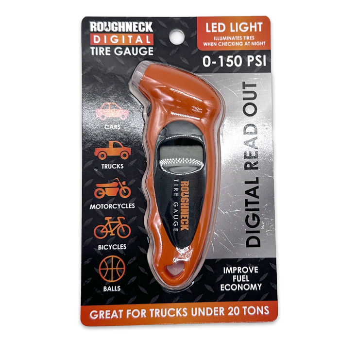Roughneck Digital Tire Gauge & LED Light - 4 Piece Display