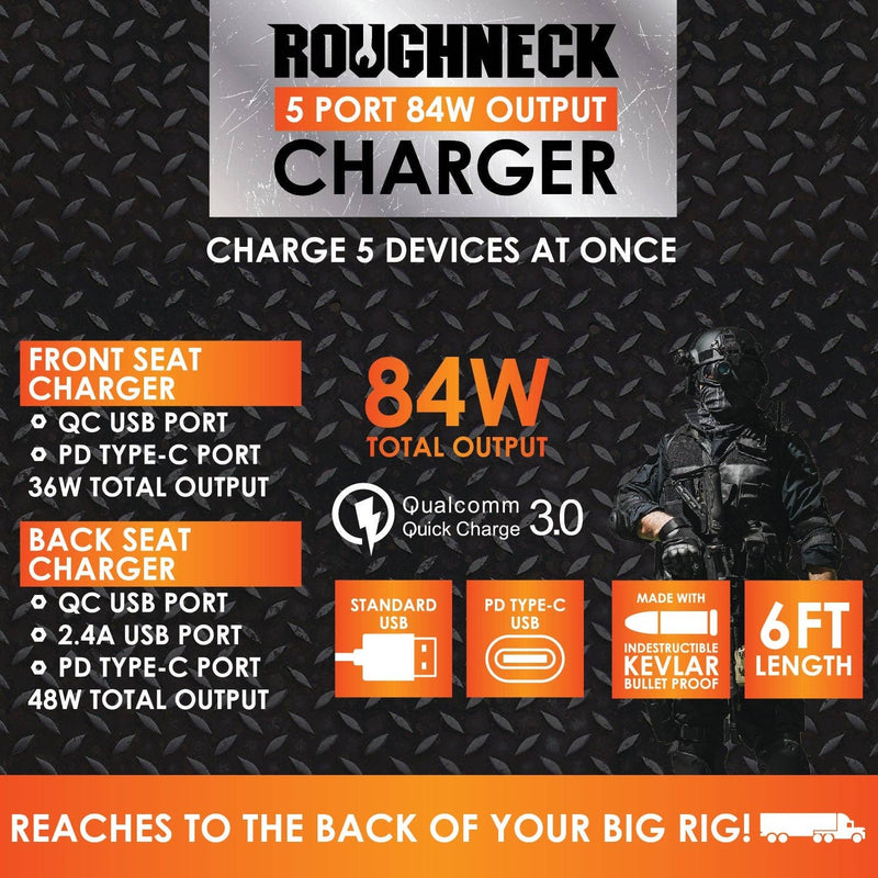 Car Charger Multi-Port Backseat Extender- 4 Piece Display