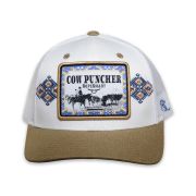 RopeSmart Blue Cow Puncher Patch White and Khaki Trucker Cap