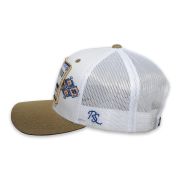 RopeSmart Blue Cow Puncher Patch White and Khaki Trucker Cap