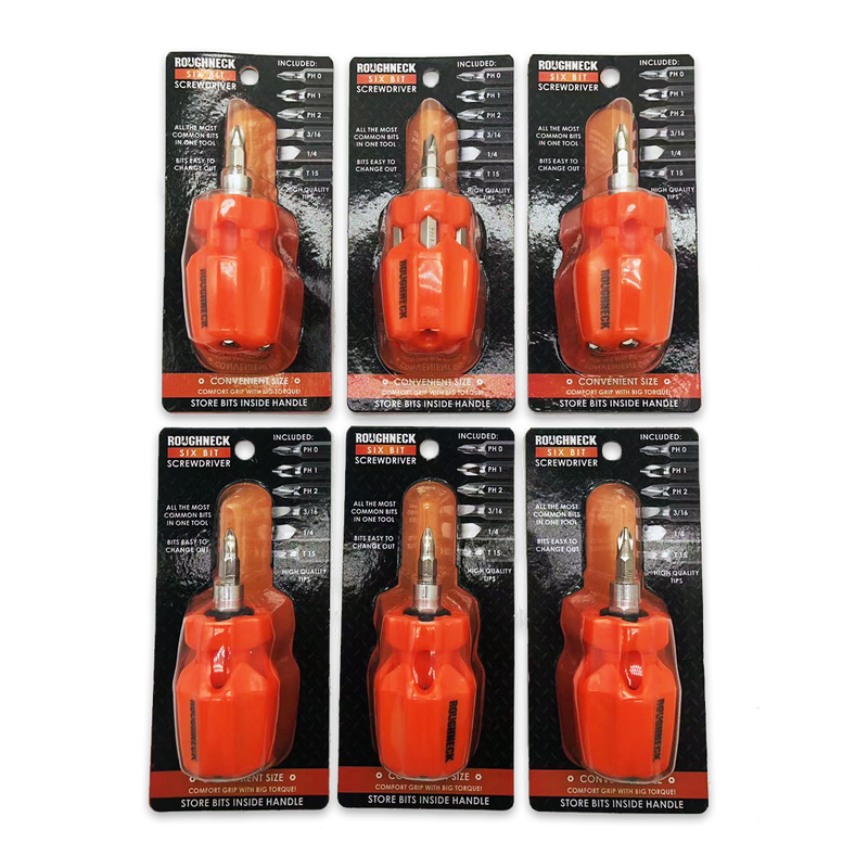 Screwdriver Short Handle with 6 Bits - 6 Piece Display