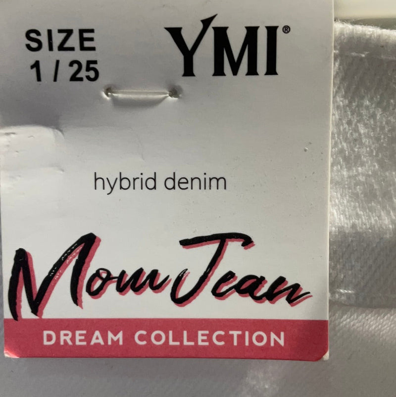WHITE HIGH RISE MOM FIT JEAN