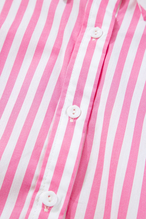 Women Stripe Print Dolman Half Sleeve Shirt | S-XL