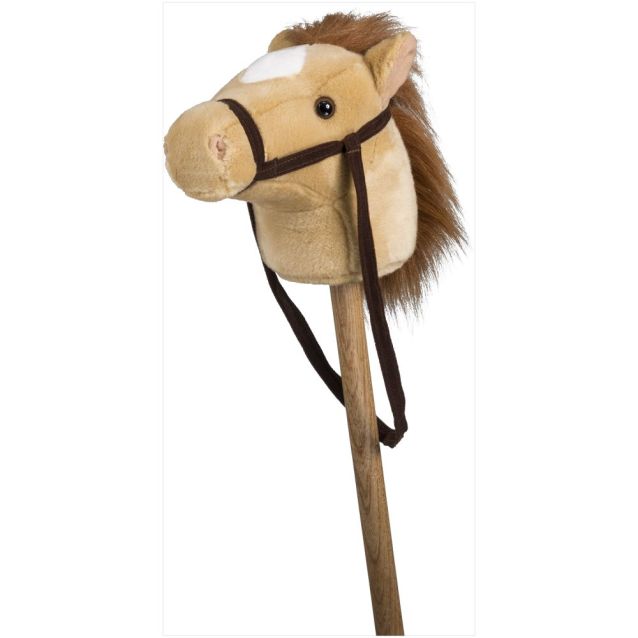 PLUSH STICK HORSE WITH SOUND, BEIGE