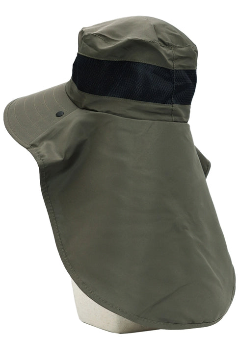 Dark Neutral Wide Brim Poly Fabric Mesh Sun Visor/OLIVE