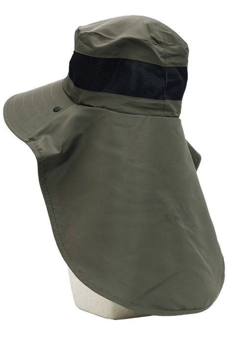 Dark Neutral Wide Brim Poly Fabric Mesh Sun Visor/OLIVE