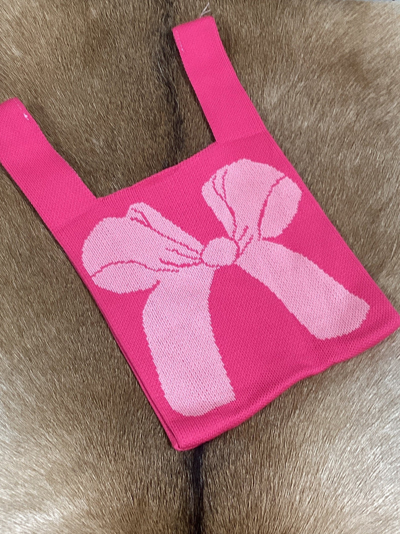 Aesthetic Bow Ribbon Knitted Knot Tote bag Zenana Consgt