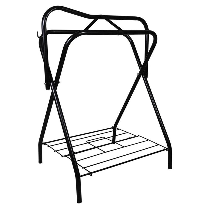 HDR Folding Saddle Stand with Wire Shelf - BLACK