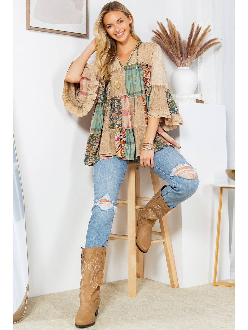 Artistic Fusion: Overdyed Jhabla Top with Rayon Embroidery