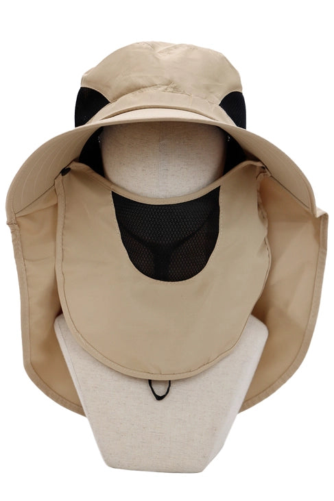 Dark Neutral Wide Brim Poly Fabric Mesh Sun Visor/BEIGE