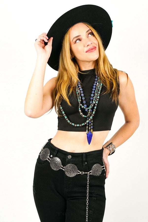 Black Turtle Neck Sleeveless Tank Top