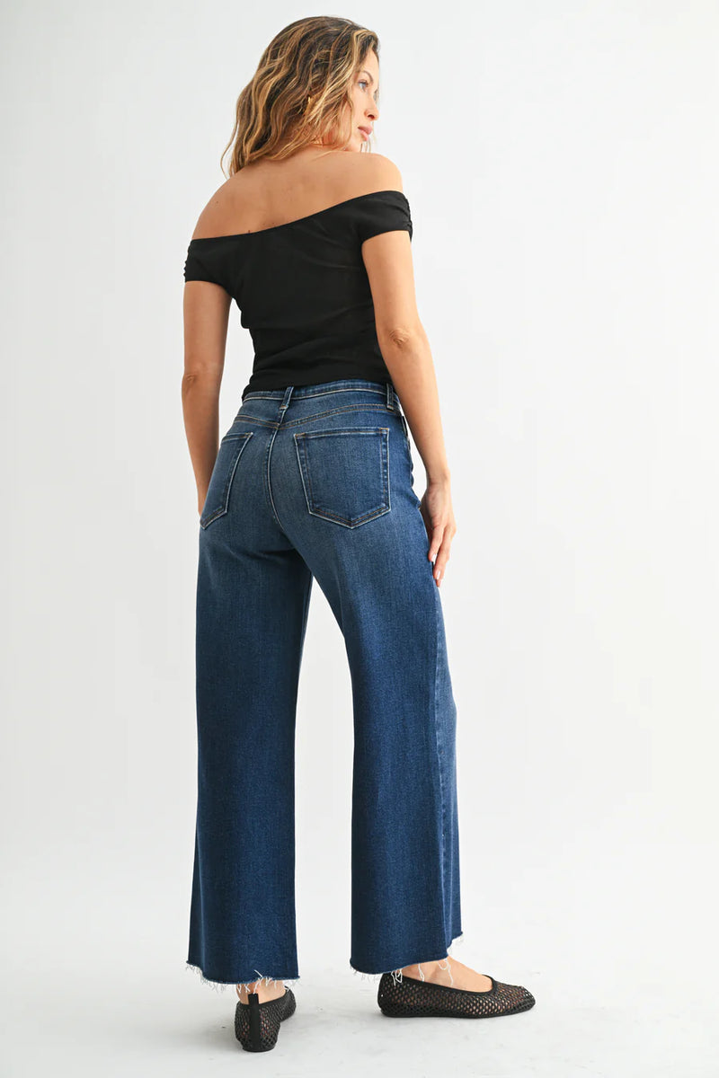 Scissor Cut Wide Leg - DARK DENIM