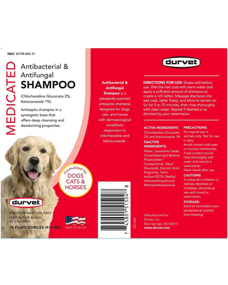 Durvet Medicated Antibacterial & Antifungal Shampoo - 16 OZ