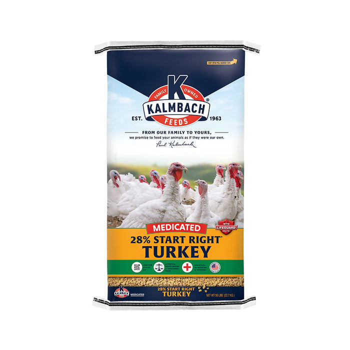 Kalmbach Feeds 28% Start Right Medicated Turkey Starer Feed, 50-lb bag Guajolotina