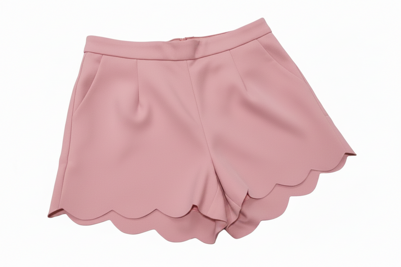 Eesome Blue Scallop Hem Shorts