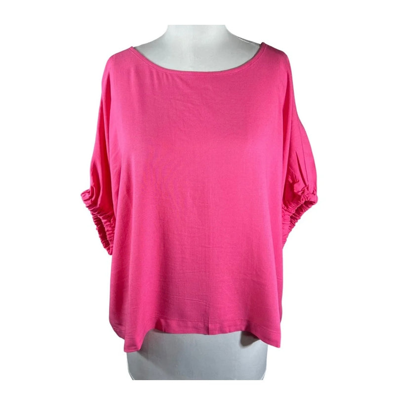 Woven Oversized Boxy Top, HOT PINK