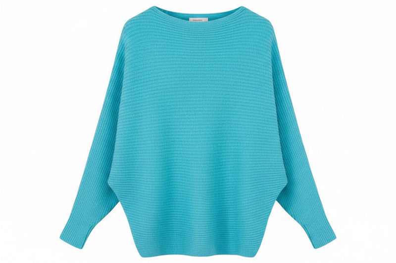 Sweaters Loose Fit Batwing Sleeve Boat Neck Knit Sweater Fall Winter Steetwear Solid Top