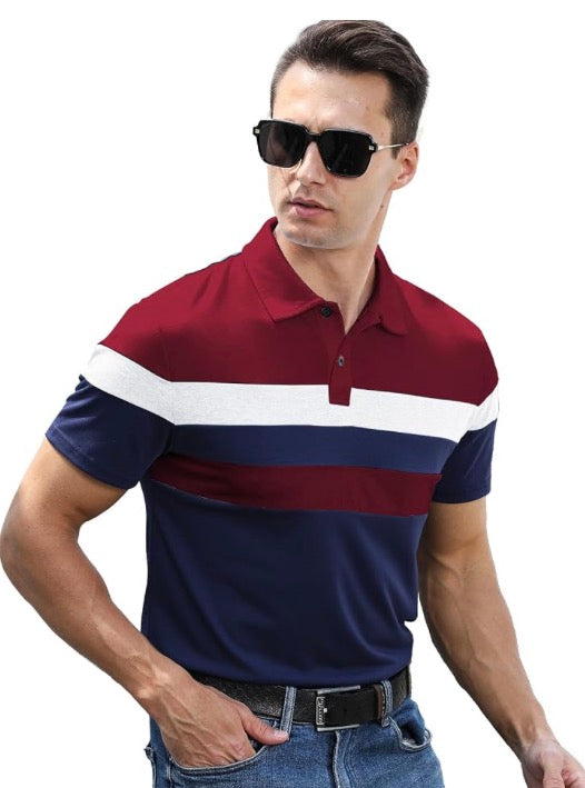 Polo shirt-Blue/Red (L)