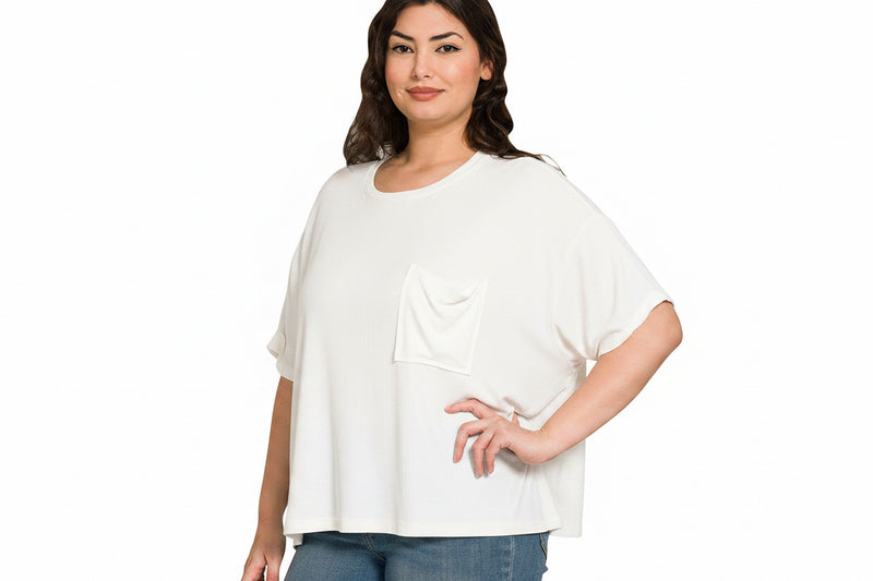 Women's Zenana Ribbed Short Sleeve T-Shirt WHITE