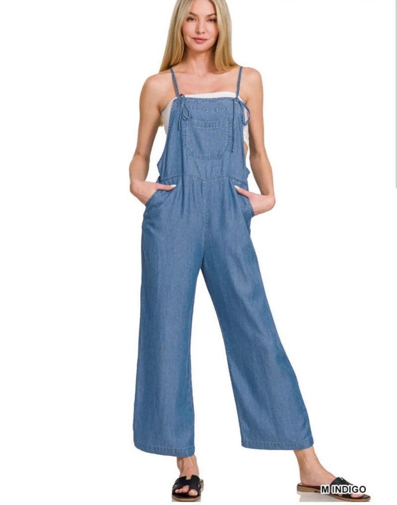 Zenana Chambray Adjustable Strap Jumpsuit - NIB