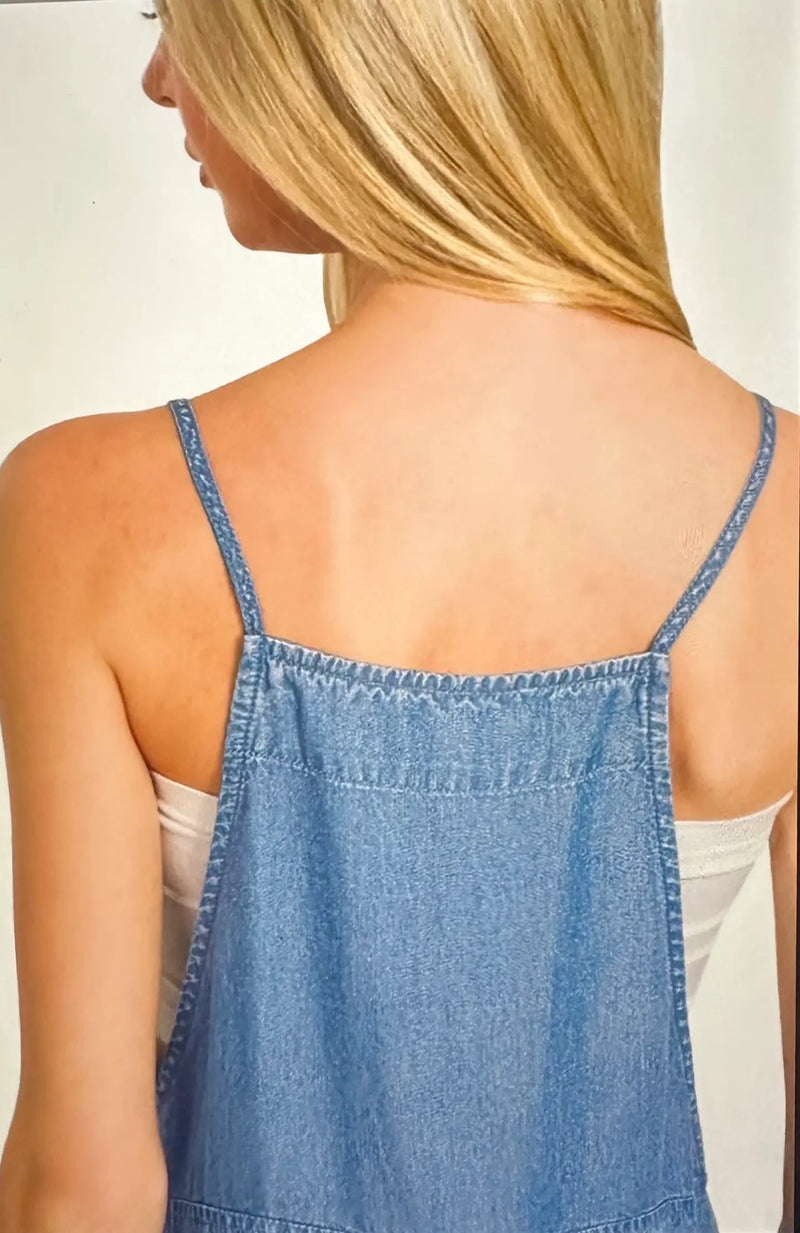 Zenana Chambray Adjustable Strap Jumpsuit - NIB