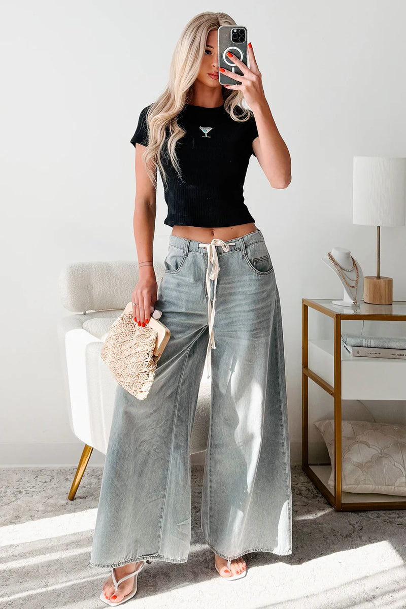 Wide Leg NoaBoa Jeans (Denim Grey)