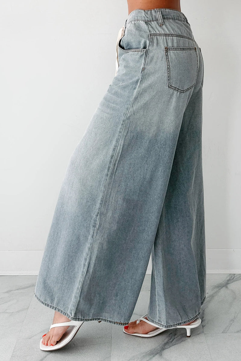 Wide Leg NoaBoa Jeans (Denim Grey)