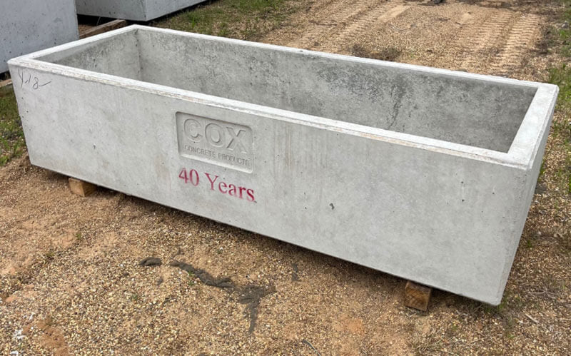 COX 250 GALLON CONCRETE WATER TROUGH SQUARE