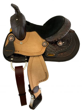 10" Double T pony saddle set with large diamond tooling, roughout fenders and skirts