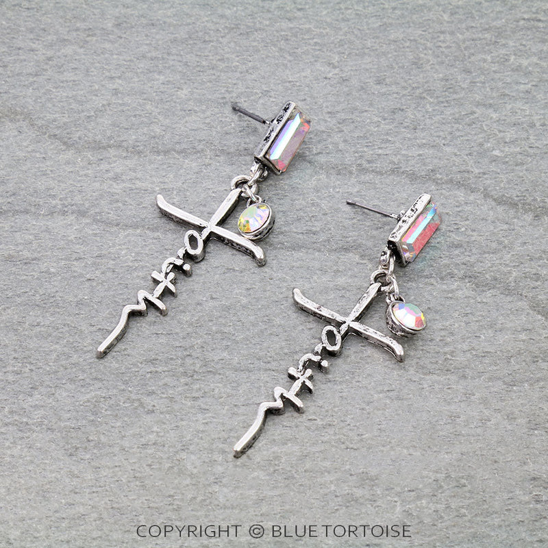 Western Faith Typography Stud Earrings