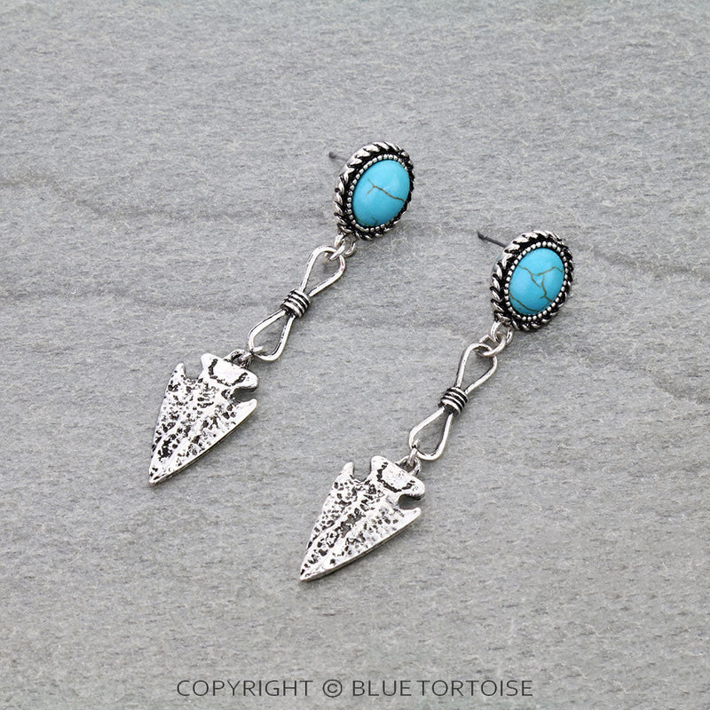 Western Arrow Drop Stud Earrings