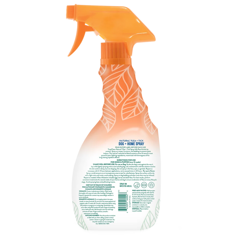 TropiClean Natural FLEA AND TICK SPRAY - 16 OZ