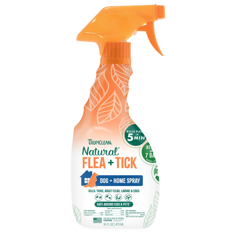 TropiClean Natural FLEA AND TICK SPRAY - 16 OZ