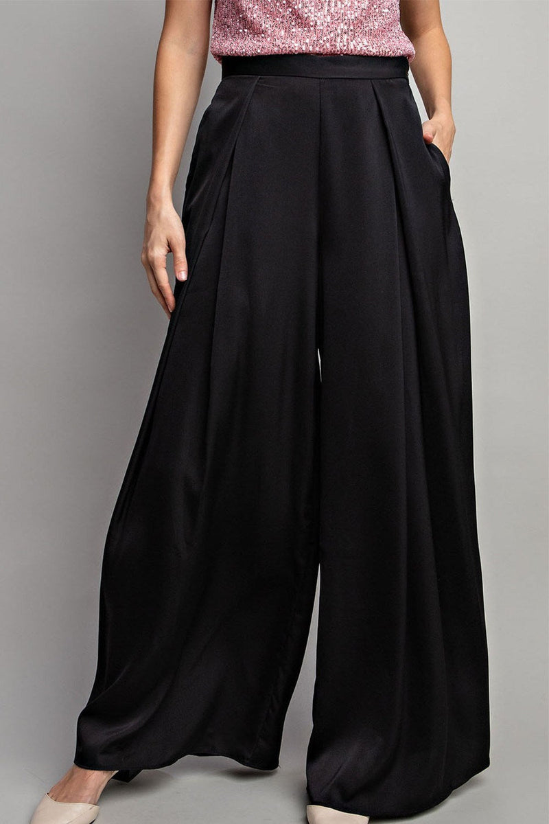 PLEATED WIDE LEG PANTS