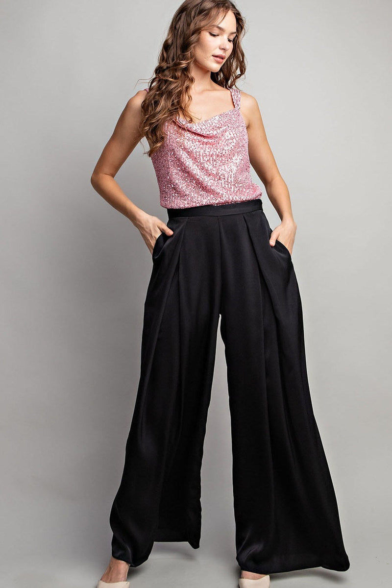 PLEATED WIDE LEG PANTS
