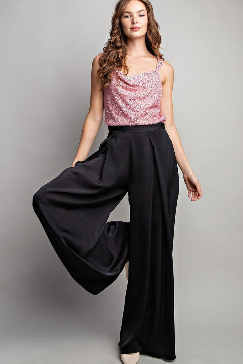 PLEATED WIDE LEG PANTS
