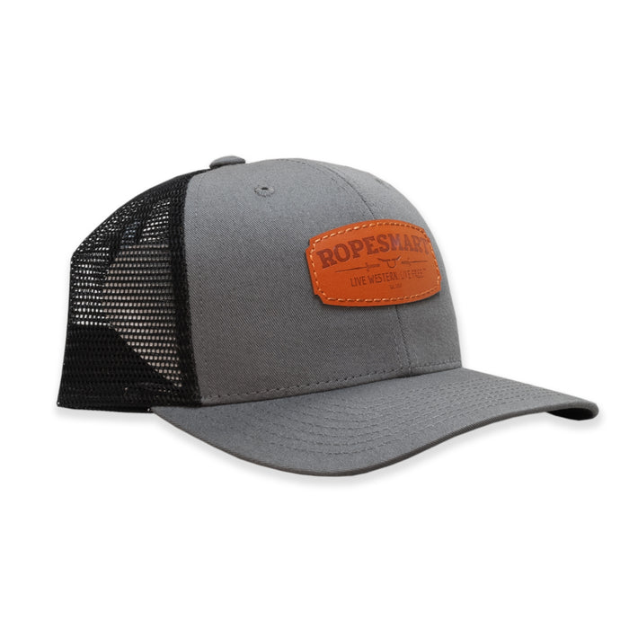 ROPESMART LEATHER SOLO STEER OVAL PATCH GREY