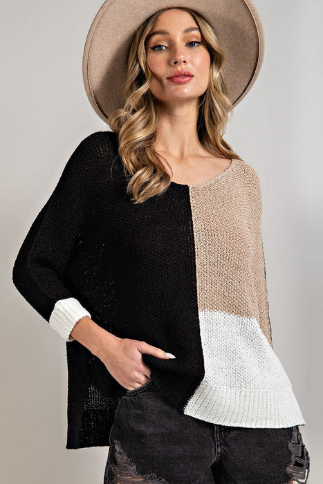 COLORBLOCK V-NECK KNIT SWEATER