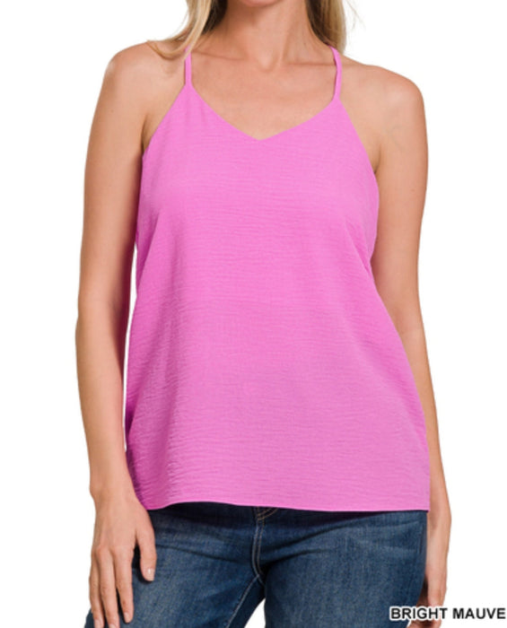 ADJUSTABLE STRAP V-NECK CAMI TOP