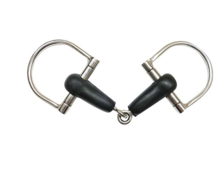Showman Pony sized Stainless steel 4" rubber mouth D ring snaffle bit