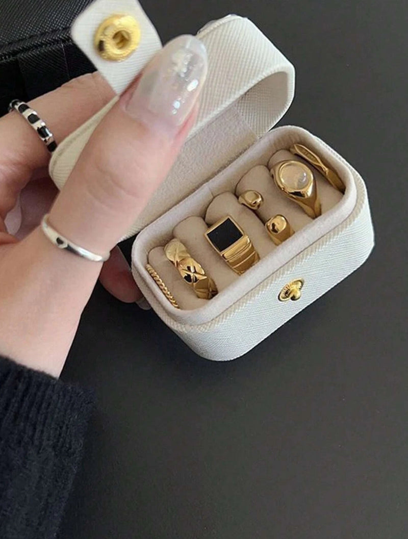 Mini Portable Travel Simple Leather Jewelry Storage Box