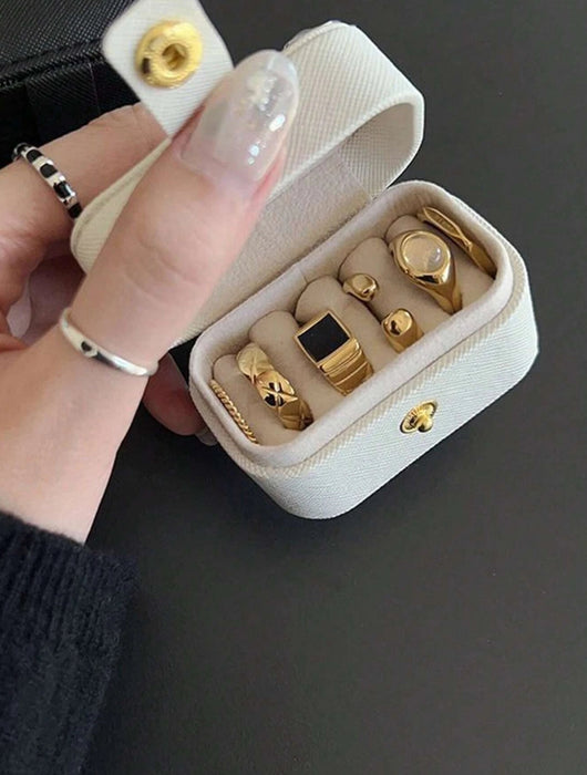Mini Portable Travel Simple Leather Jewelry Storage Box