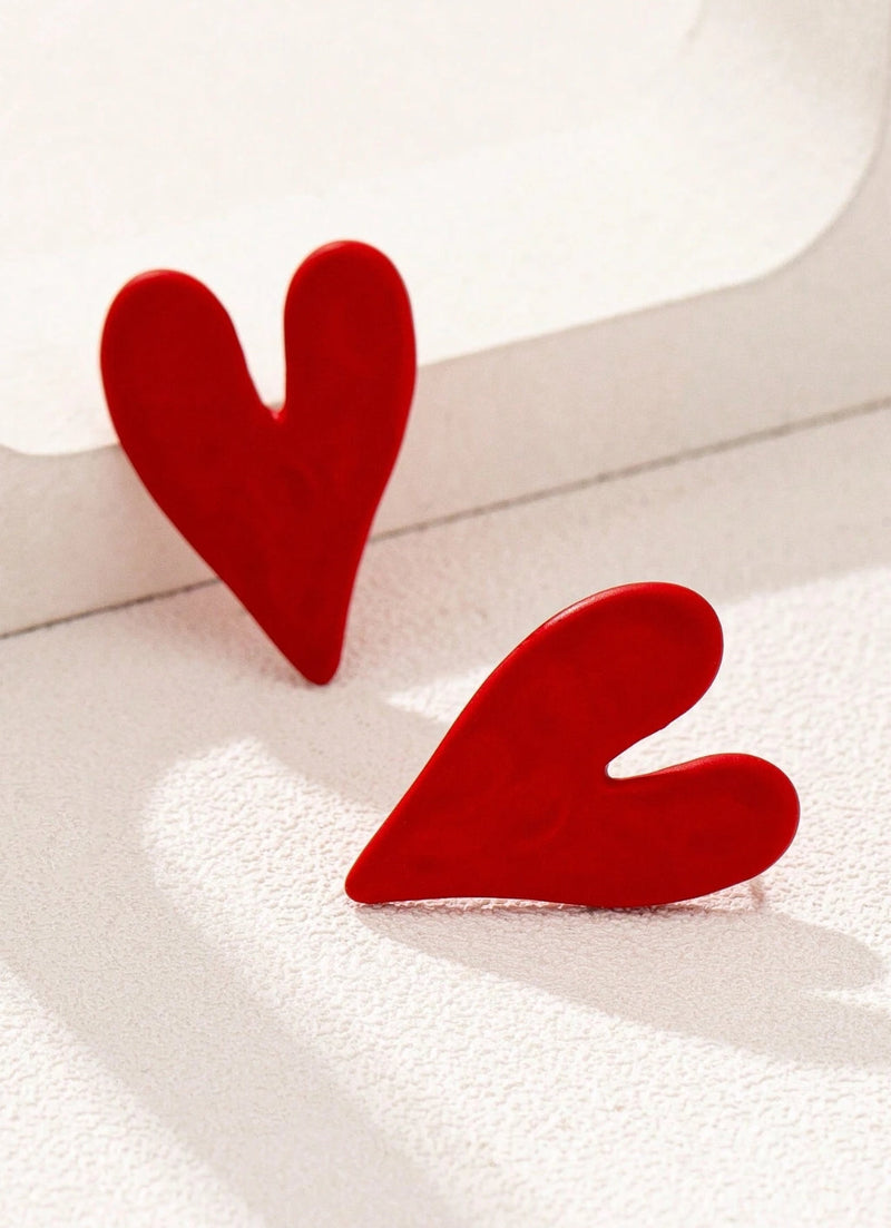 Print Heart Wrinkled Design Earrings