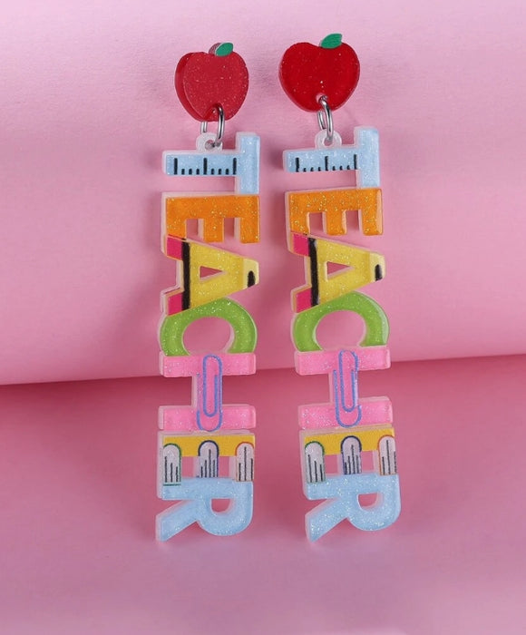 Apple detail teacher earrings