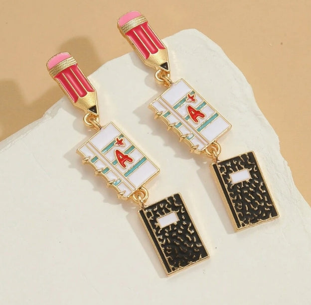 Pencil and paper earrings