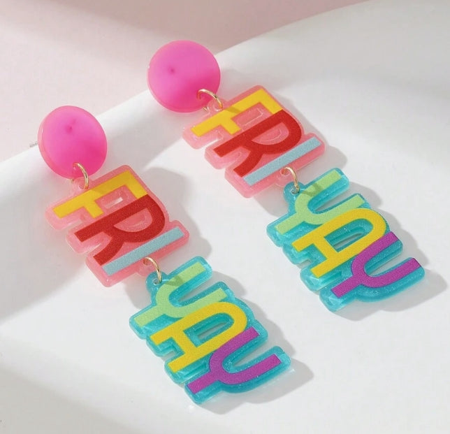 Happy friday colorful earrings