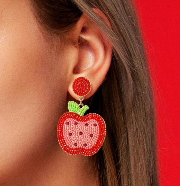 Apple bead earrings