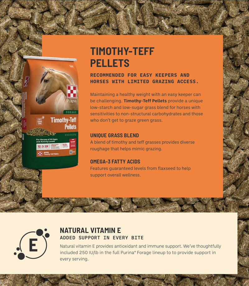 Purina® Forage Timothy-Teff Pellets  40 Lbs