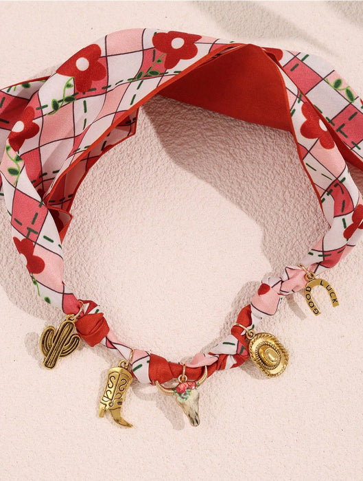 Red Bandana Charm Necklace